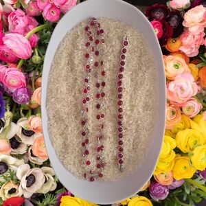 Touchstone Crystal Pink Crystal Long Necklace and Bracelet Set